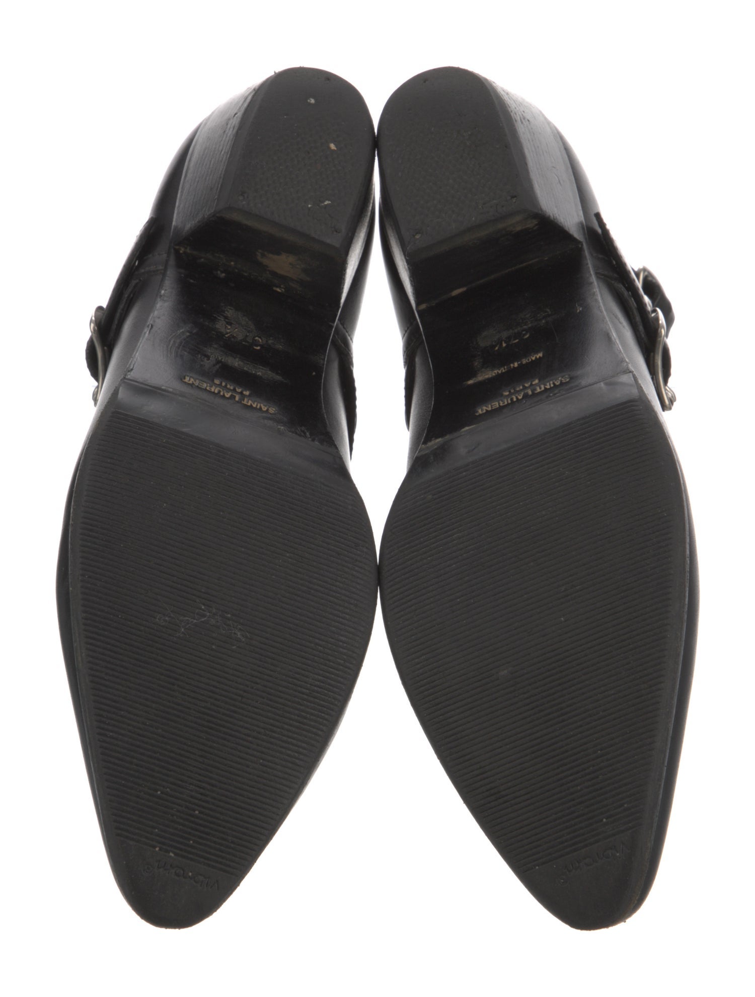 Saint Laurent Leather Studded Accents Lace-Up Boots